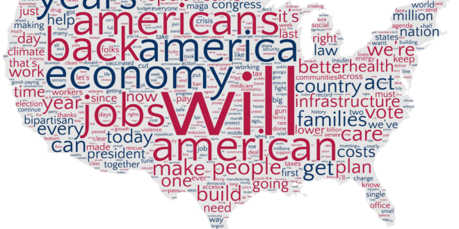 Most frequently mentioned keywords by Joe Biden on Twitter/X through his official @POTUS account from 2021-2023