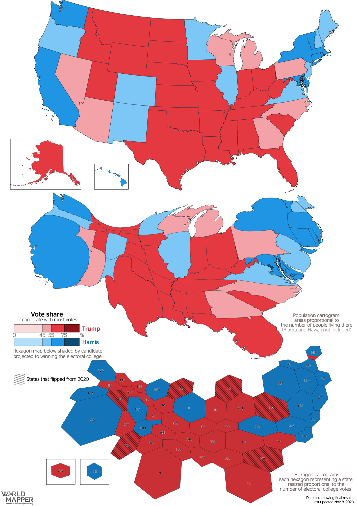 US Presidential Election 2024, Results by state