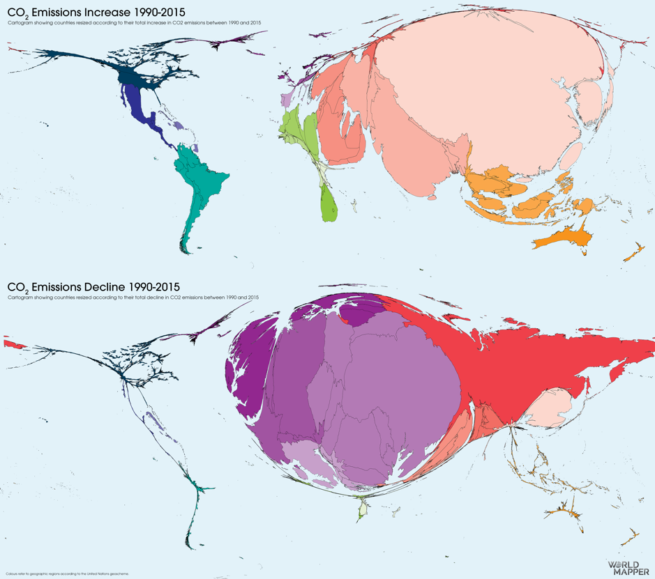 CO2 Emissions Changes 1990 to 2015