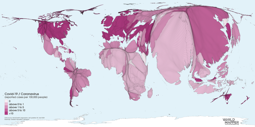 Reported Coronavirus cases (per 100,000 people) as of 05.04.2020