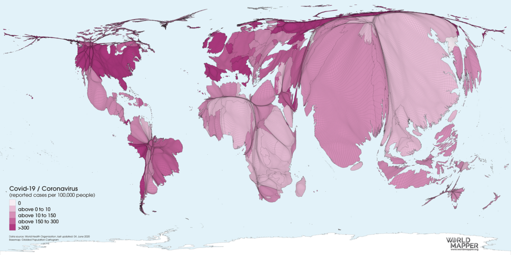 Reported Coronavirus cases (per 100,000 people) as of 04.06.2020