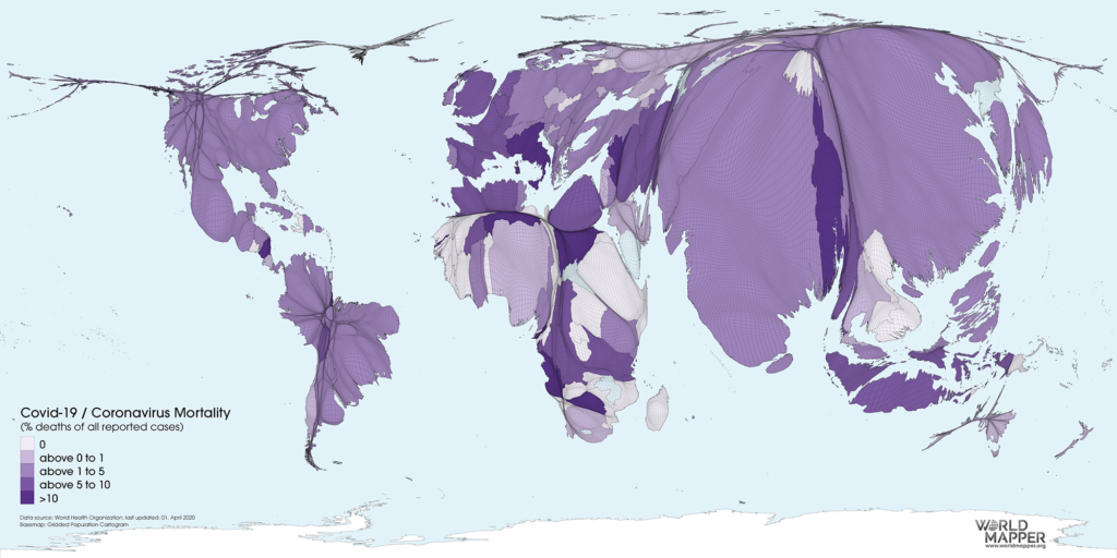 Coronavirus mortality (% deaths per reported cases) as of 01.04.2020