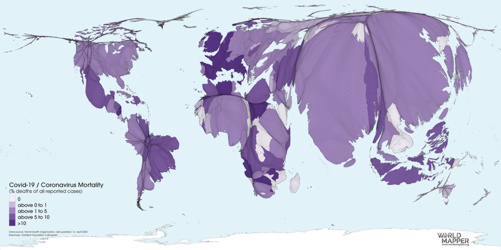 Coronavirus mortality (% deaths per reported cases) as of 13.04.2020
