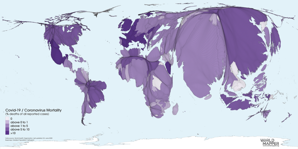 Coronavirus mortality (% deaths per reported cases) as of 23.04.2020
