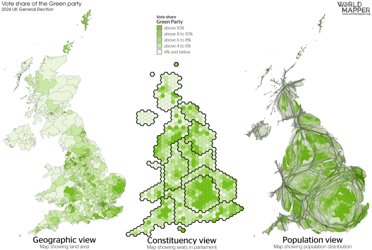 UK General Election Results 2024: Green vote share