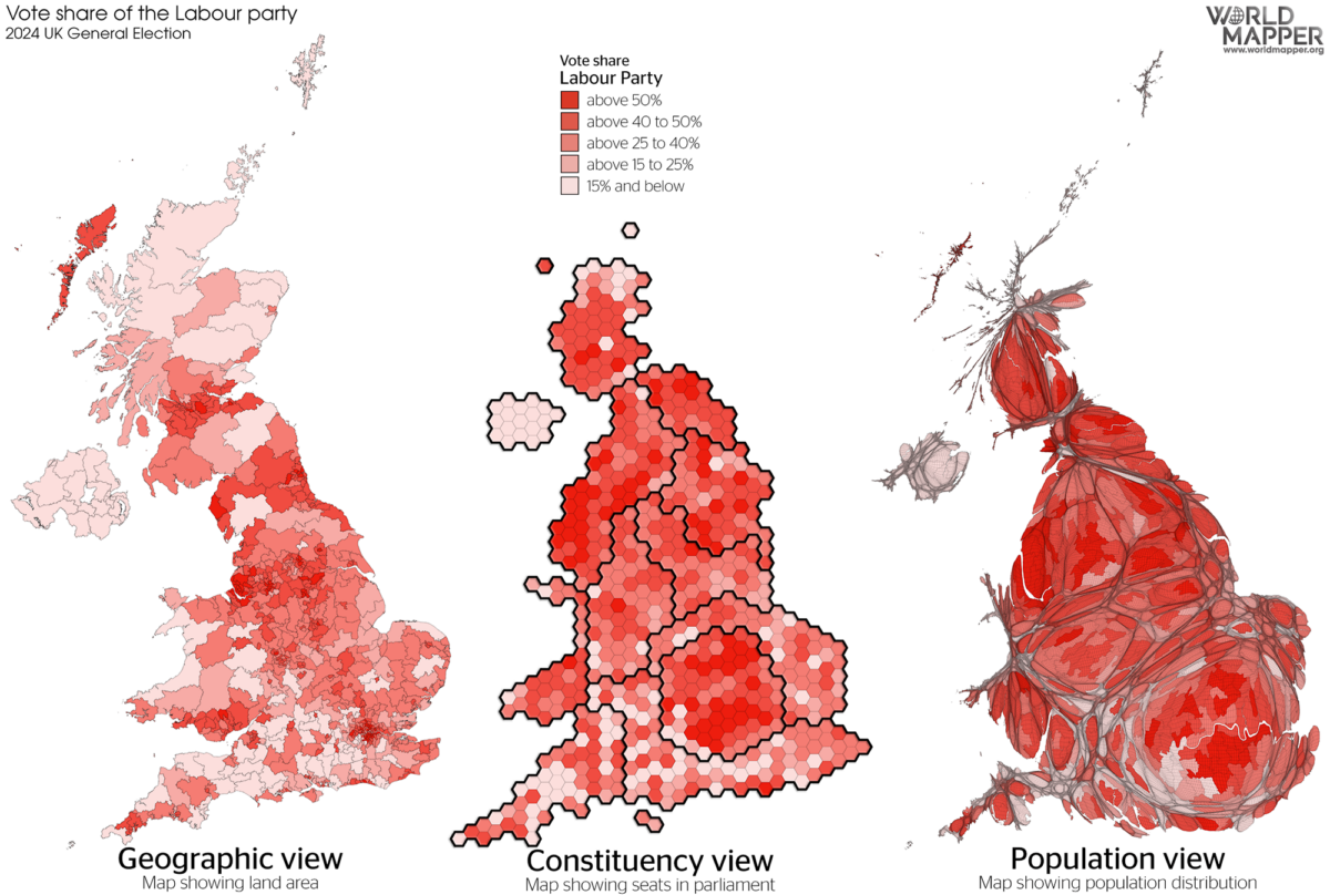 UK General Election Results 2024: Labour vote share