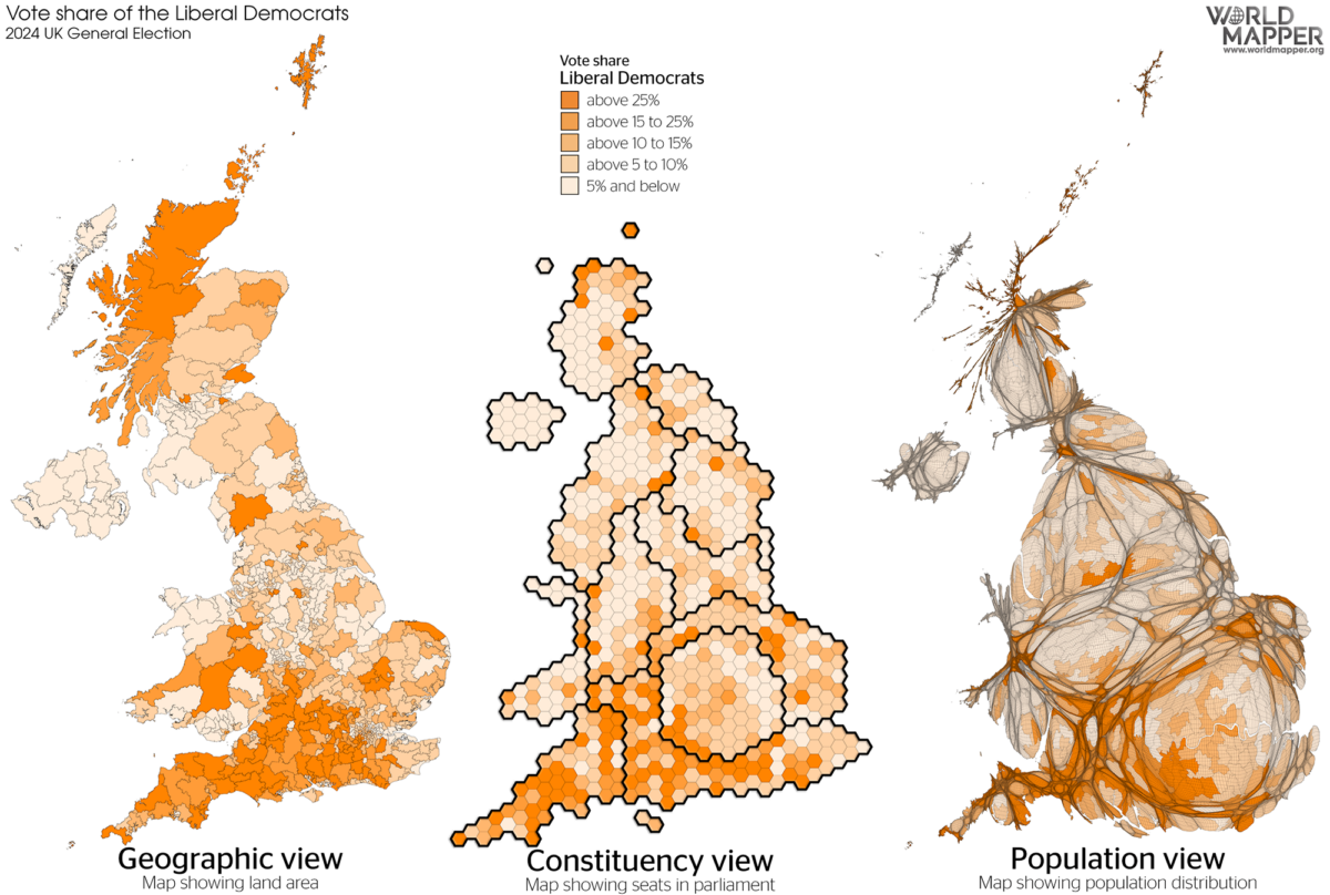 UK General Election Results 2024: Liberal Democrat vote share