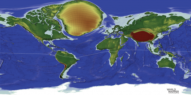 Global remoteness gridded cartogram