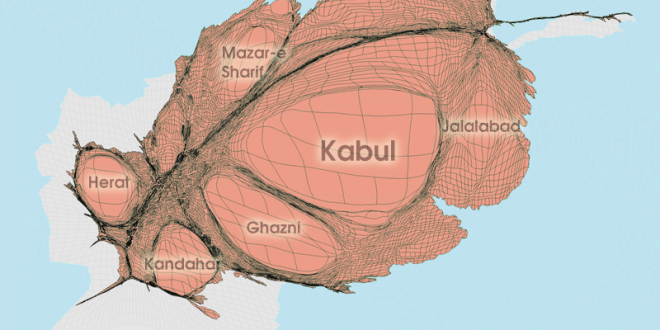 Gridded Population Cartogram Afghanistan