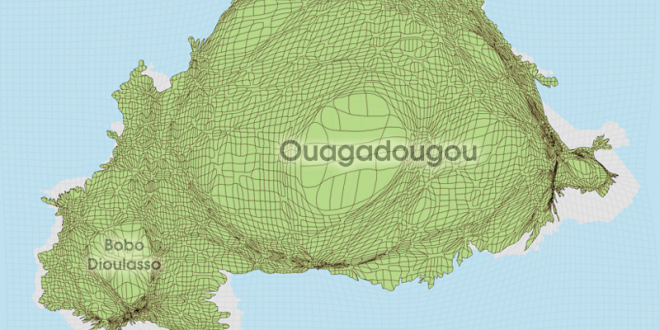 Gridded Population Cartogram Burkina Faso