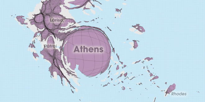 Gridded Population Cartogram Greece