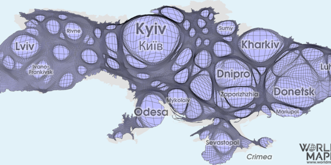 Gridded Population Cartogram Ukraine
