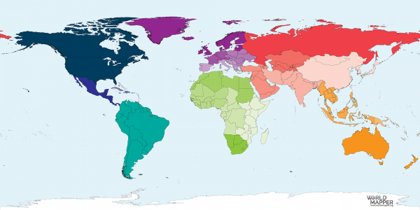 Worldmapper Reference Map with labels